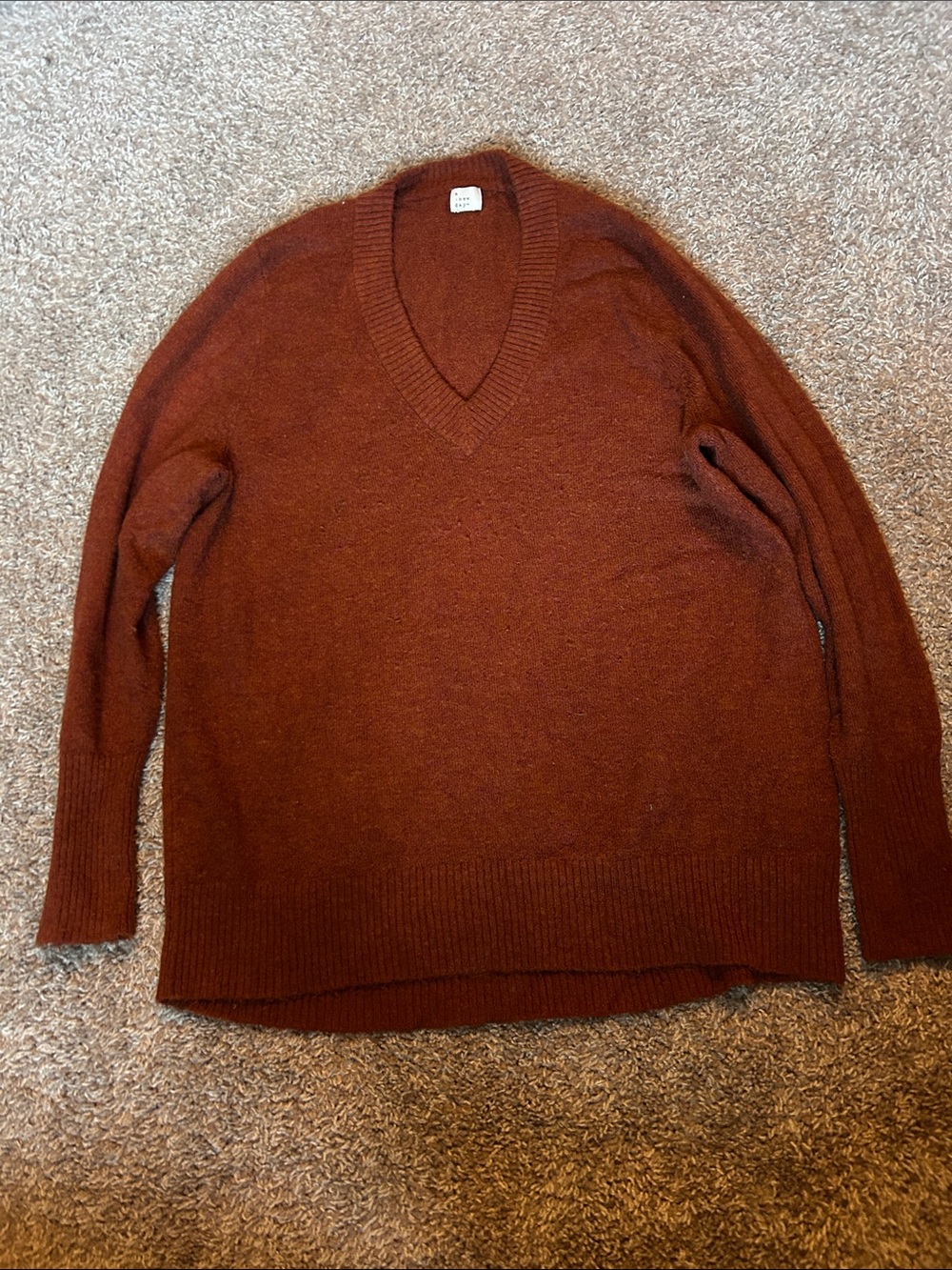 Women’s Oversized V-Neck Sweater in Rust Brown - Brand: A New Day